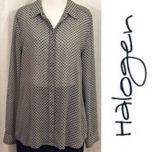 HALOGEN Black & White Geometric Blouse